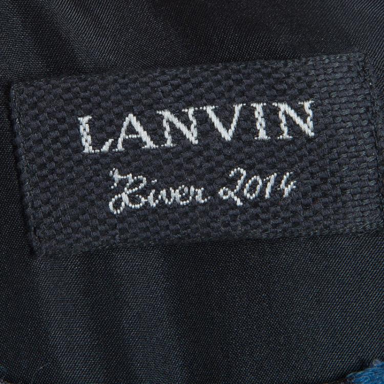 Pre Owned Lanvin Blue Brocade Dress M