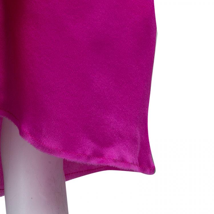 Pre Owned Lanvin Pink Sequin Floral Brooch Detail Strapless Belted Silk Dress  M