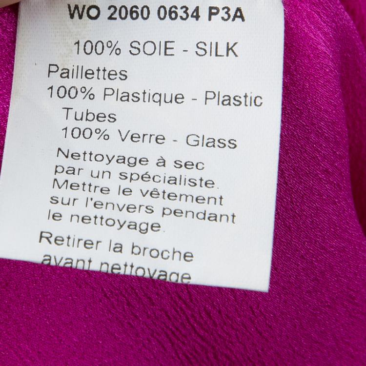 Pre Owned Lanvin Pink Sequin Floral Brooch Detail Strapless Belted Silk Dress  M