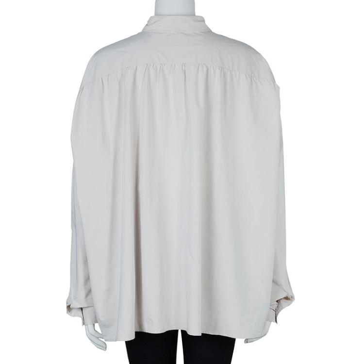 Pre Owned Lanvin Pale Grey Long Sleeve Button Down Oversized Shirt M