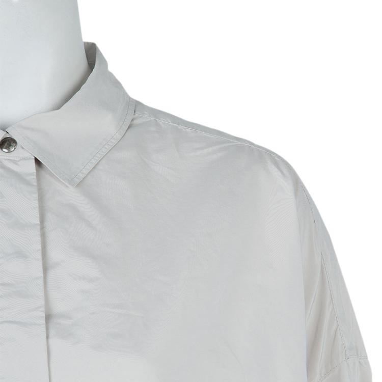Pre Owned Lanvin Pale Grey Long Sleeve Button Down Oversized Shirt M