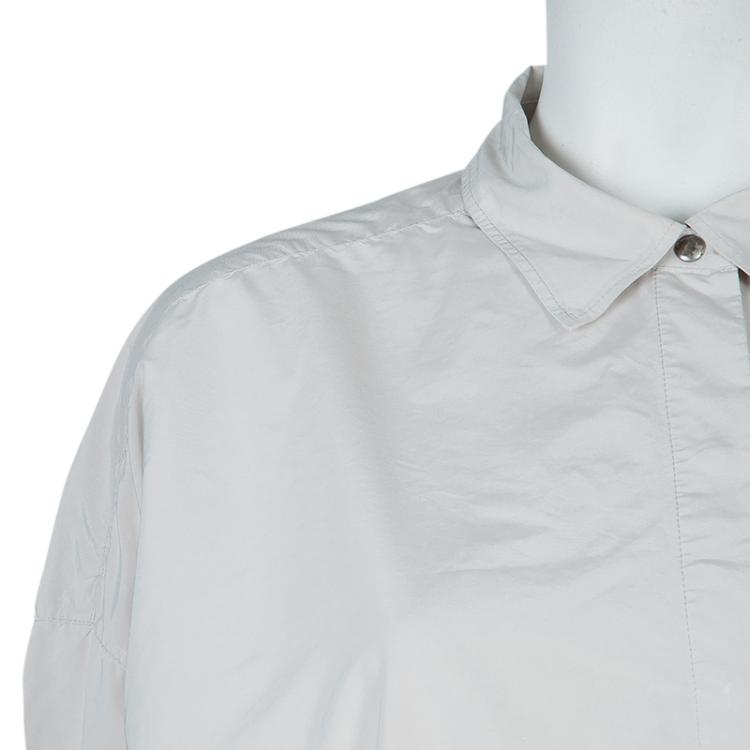 Pre Owned Lanvin Pale Grey Long Sleeve Button Down Oversized Shirt M