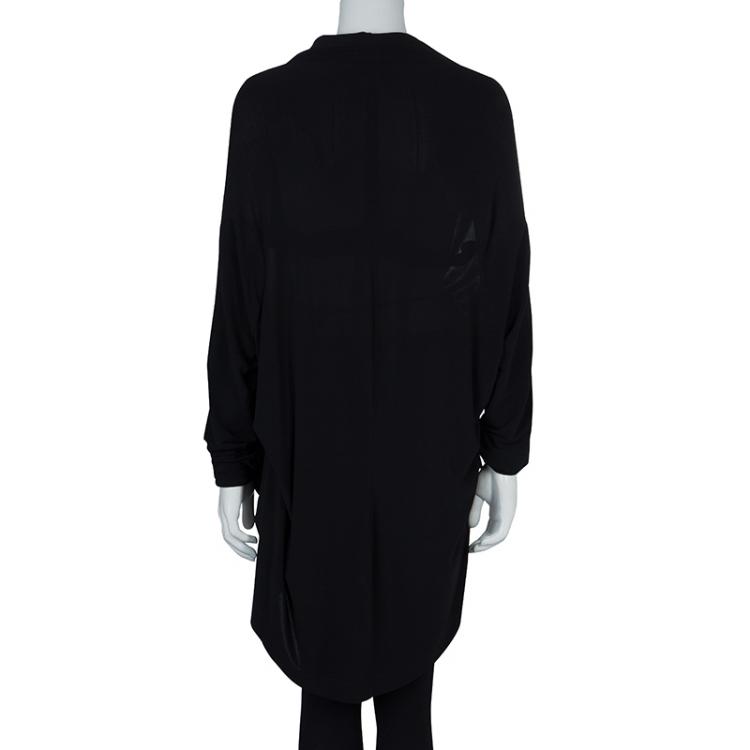 Pre Owned Lanvin Black Knit Tassel Waist Tie Detail Wrap Blouse M