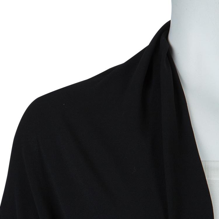 Pre Owned Lanvin Black Knit Tassel Waist Tie Detail Wrap Blouse M