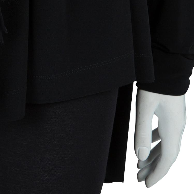 Pre Owned Lanvin Black Knit Tassel Waist Tie Detail Wrap Blouse M