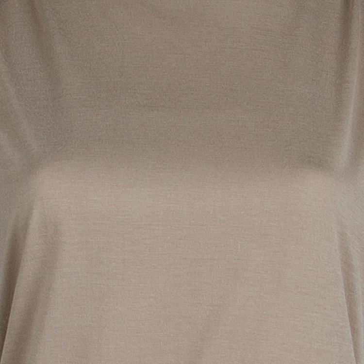 Pre Owned Lanvin Beige Jersey Draped Shoulder Sleeveless Dress M
