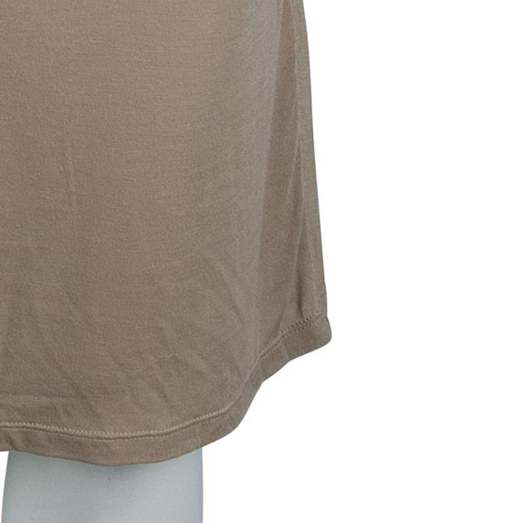 Pre Owned Lanvin Beige Jersey Draped Shoulder Sleeveless Dress M