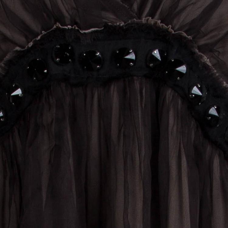 Pre Owned Lanvin Black Silk Studded Sleeveless Dress M
