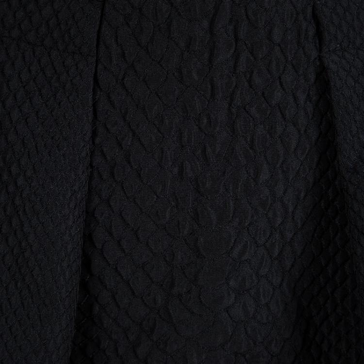Pre Owned Lanvin Black Textured Box Pleated Skirt M