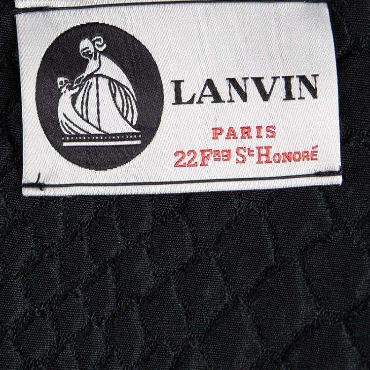 Pre Owned Lanvin Black Textured Box Pleated Skirt M