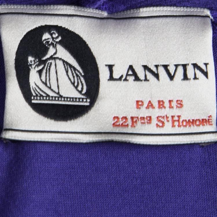 Pre Owned Lanvin Blue Knit Sequin Embellished Chiffon Trim Top S