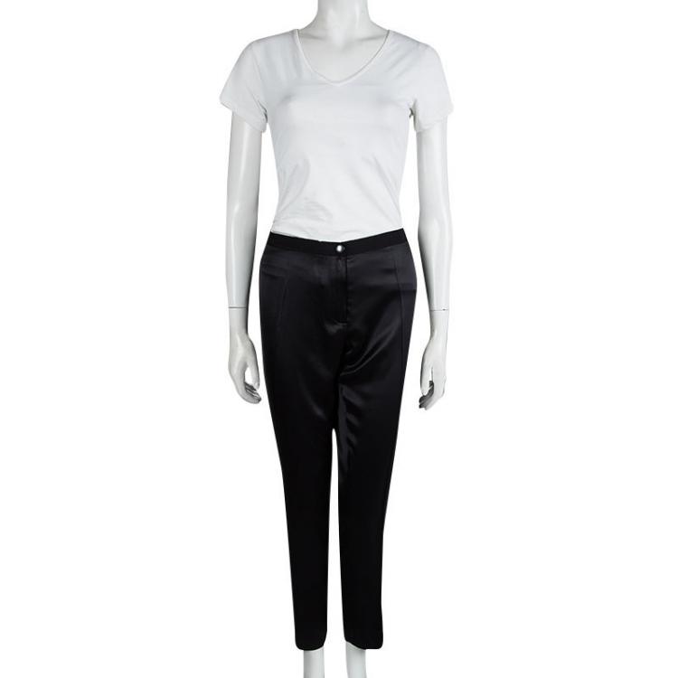 Pre Owned Lanvin Black Silk Trousers M