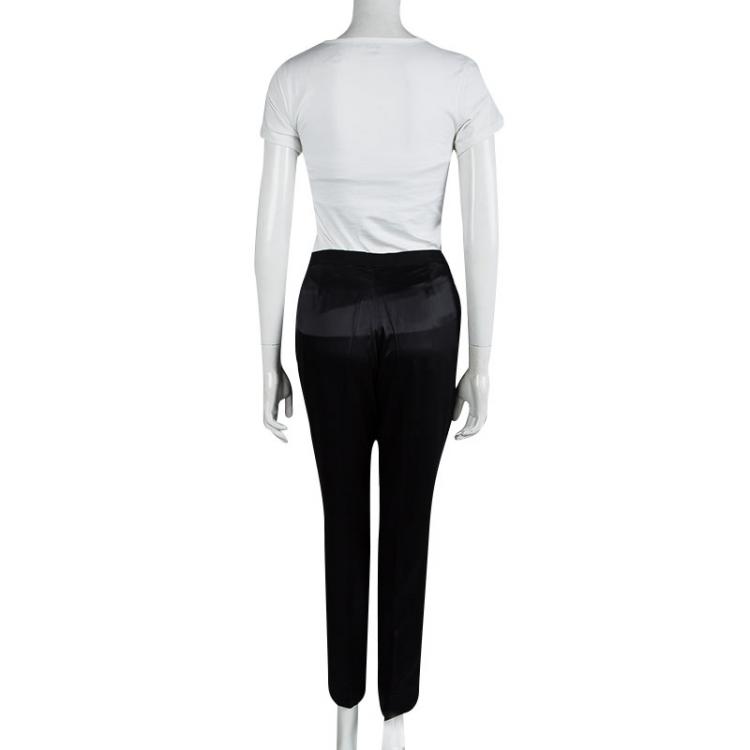 Pre Owned Lanvin Black Silk Trousers M