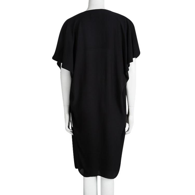 Pre Owned Lanvin Black Silk Oversized Draped Midi Dress S