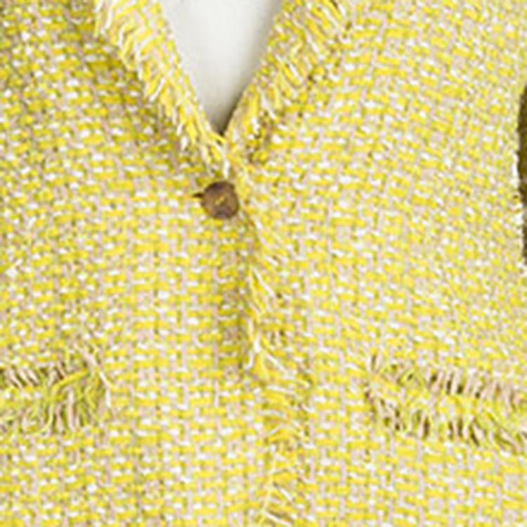 Pre Owned Lanvin Yellow Textured Fringed Edge Jacket M