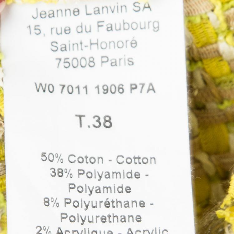 Pre Owned Lanvin Yellow Textured Fringed Edge Jacket M