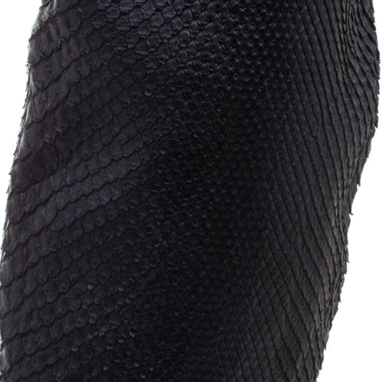 Pre Owned Le Silla Black Python Over The Knee Pointed Toe Boots Size 40