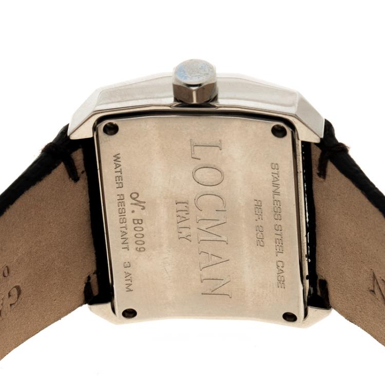 Pre Owned Locman Black Diamonds Otto N.B0009 Sharkskin Leather Women's Wristwatch 37MM