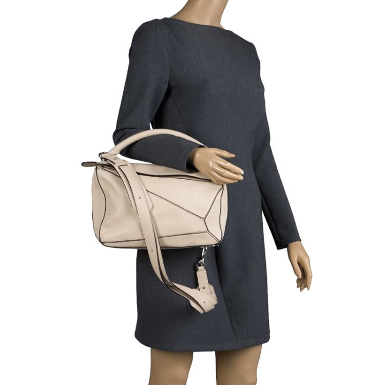 Pre Owned Loewe Beige Leather Puzzle Shoulder Bag