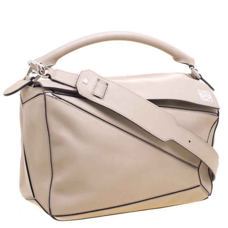 Pre Owned Loewe Beige Leather Puzzle Shoulder Bag