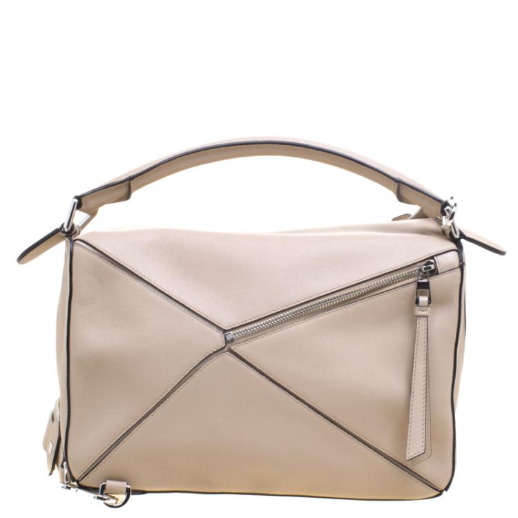 Pre Owned Loewe Beige Leather Puzzle Shoulder Bag