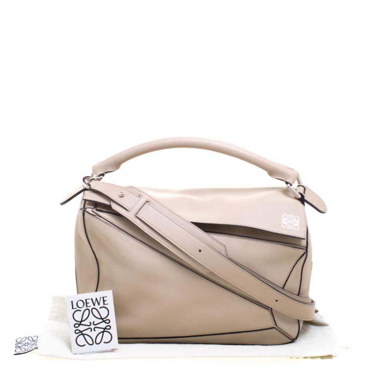 Pre Owned Loewe Beige Leather Puzzle Shoulder Bag