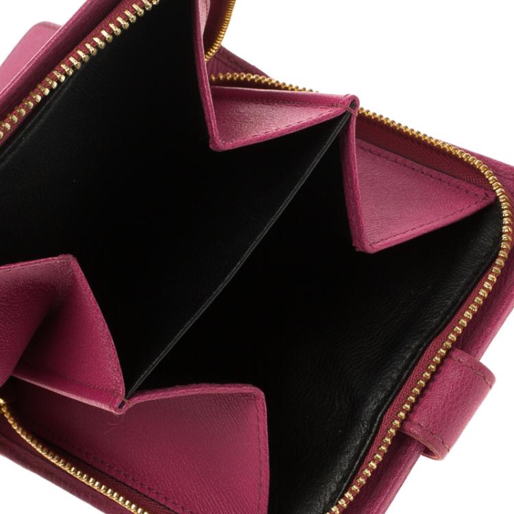 Pre Owned Loewe Pink Leather Compact Wallet