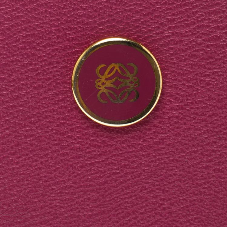 Pre Owned Loewe Pink Leather Compact Wallet