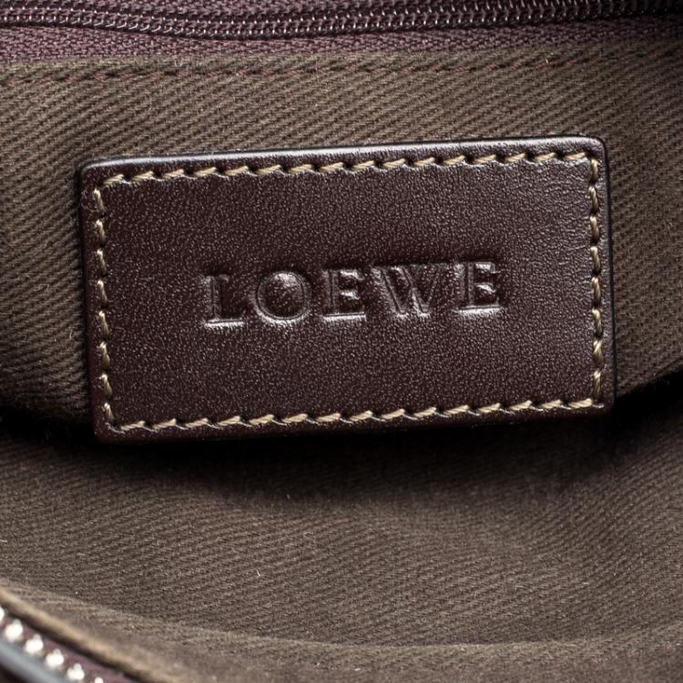 Pre Owned Loewe Dark Brown Vinyl and Leather Logos Anagram Crossbody Bag