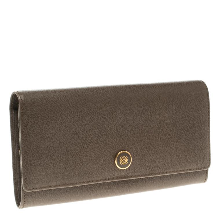 Pre Owned Loewe Carob Brown Leather Continental Wallet