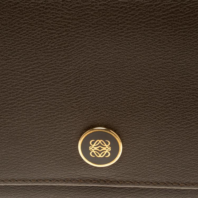 Pre Owned Loewe Carob Brown Leather Continental Wallet