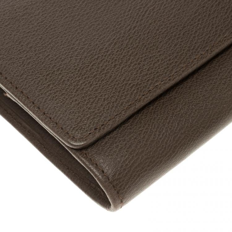 Pre Owned Loewe Carob Brown Leather Continental Wallet