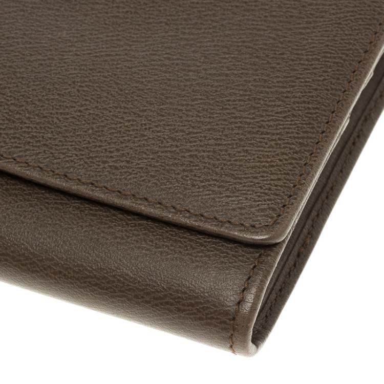 Pre Owned Loewe Carob Brown Leather Continental Wallet