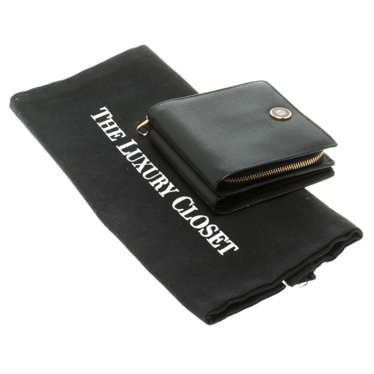 Pre Owned Loewe Black Leather Compact Wallet