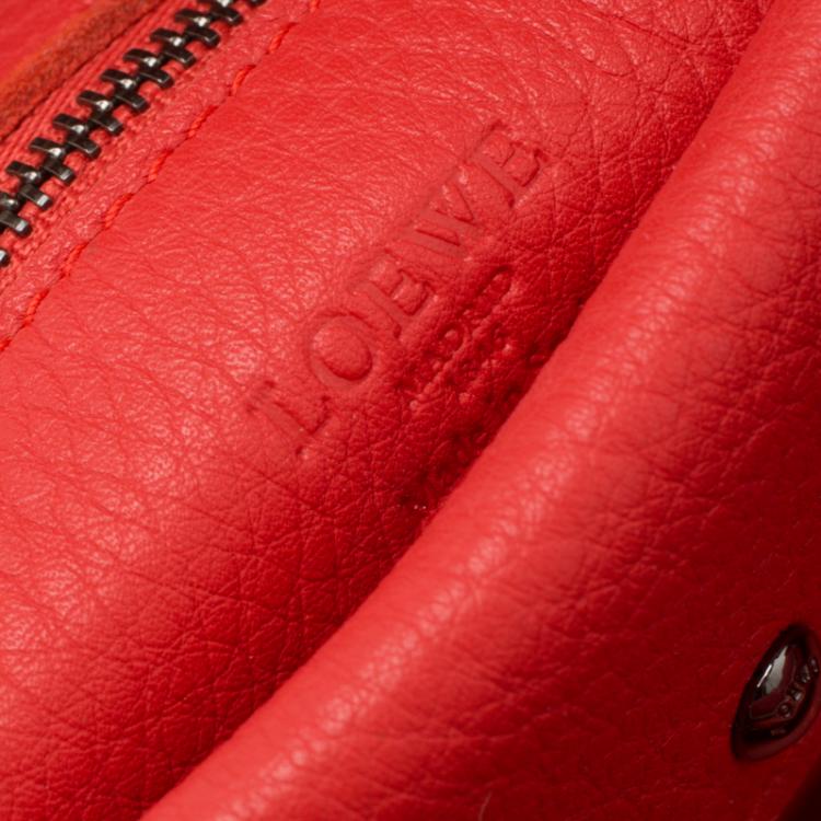 Pre Owned Loewe Red Three Tone Suede Amazona Bag