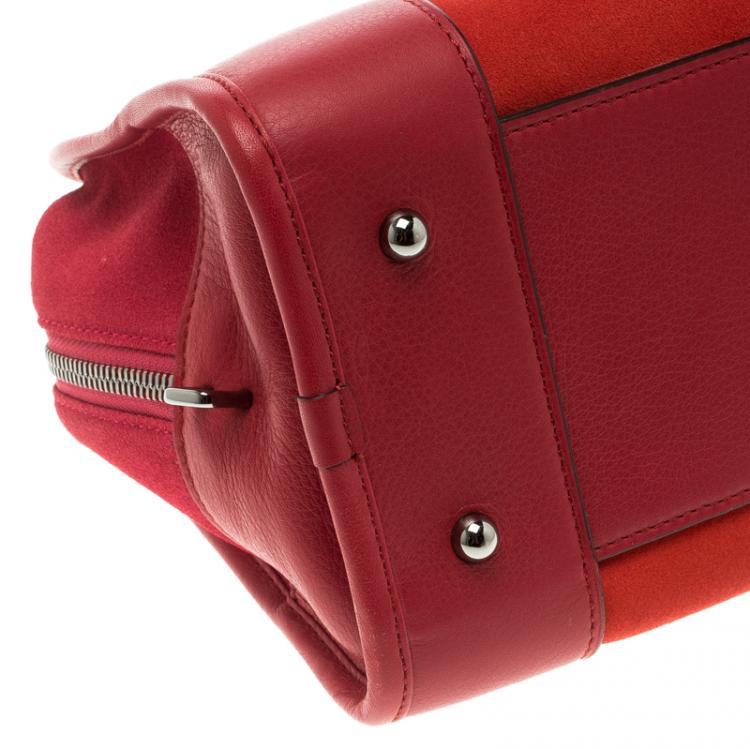 Pre Owned Loewe Red Three Tone Suede Amazona Bag
