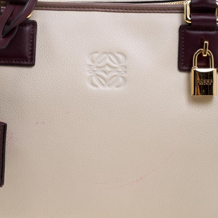 Pre Owned Loewe Beige/Brown Leather Amazona 36 Tote