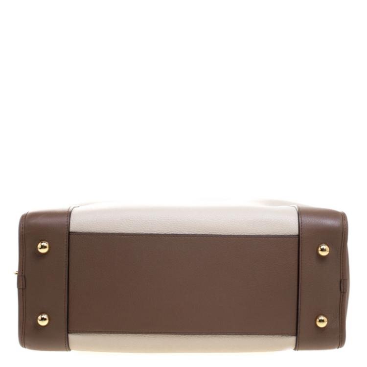 Pre Owned Loewe Beige/Brown Leather Amazona 36 Tote