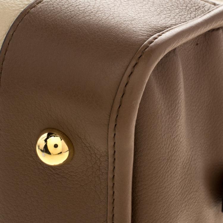 Pre Owned Loewe Beige/Brown Leather Amazona 36 Tote