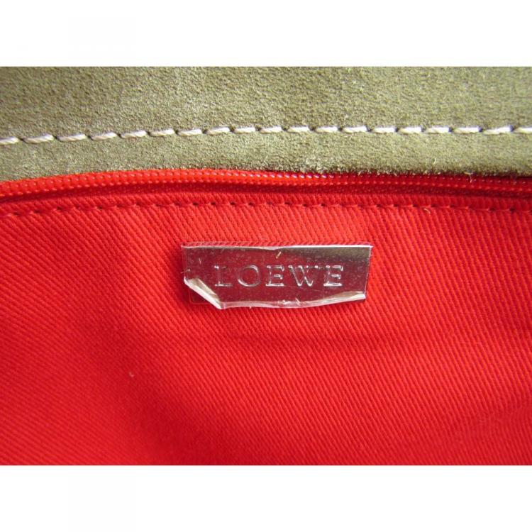 Pre Owned Loewe Bi Color Nubuck/Leather Amazona 36 Satchel Bag