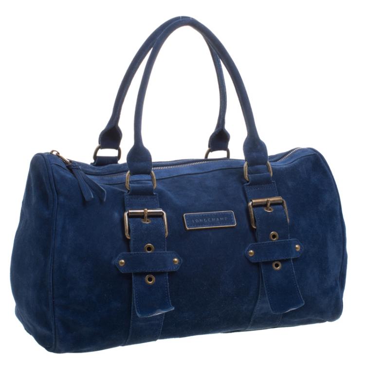 Pre Owned Longchamp Blue Suede Satchel