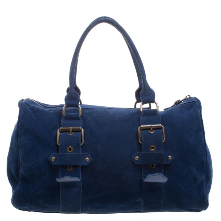 Pre Owned Longchamp Blue Suede Satchel