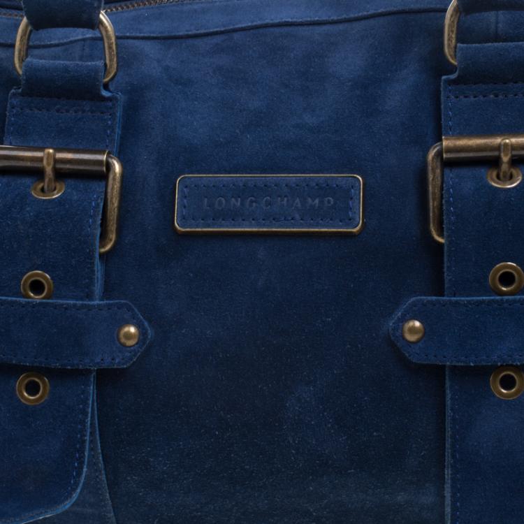 Pre Owned Longchamp Blue Suede Satchel