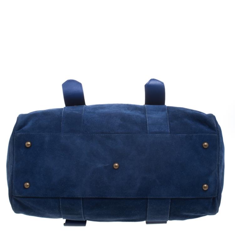 Pre Owned Longchamp Blue Suede Satchel
