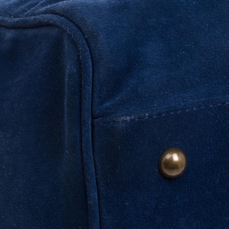 Pre Owned Longchamp Blue Suede Satchel