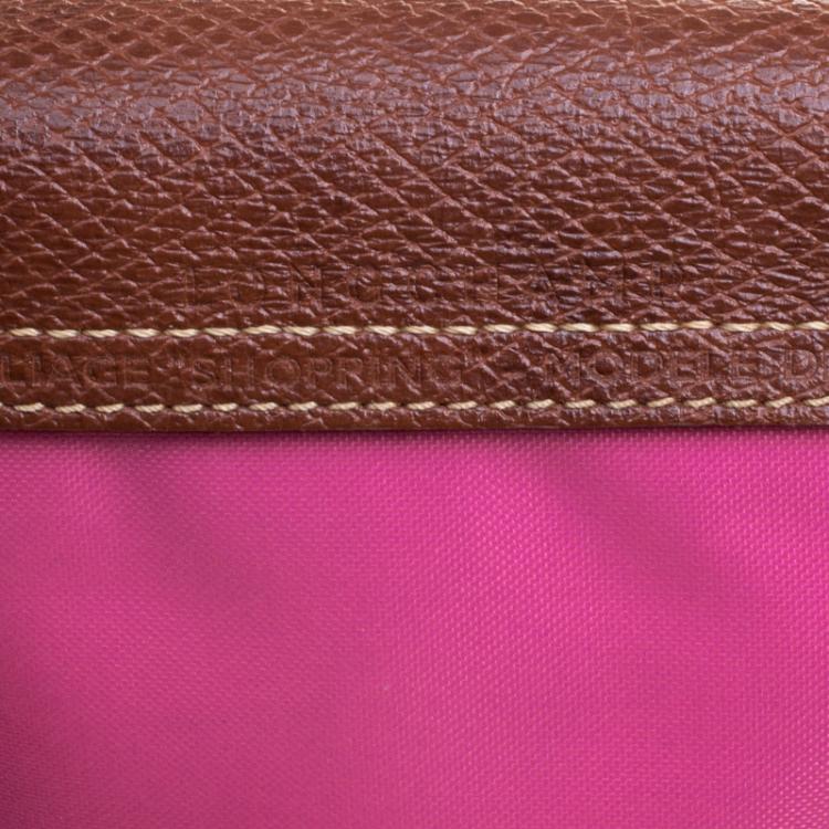 Pre Owned Longchamp Pink Nylon Medium Le Pliage Tote