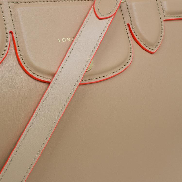 Pre Owned Longchamp Beige Leather Le Pliage Heritage Tote