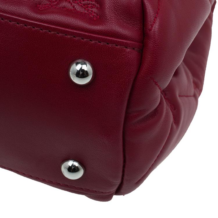 Pre Owned Longchamp Red Quilted Leather Gatsby Shoulder Bag