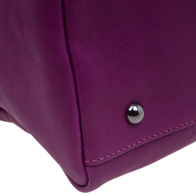 Pre Owned Longchamp Magenta Leather 3D Bowler Bag