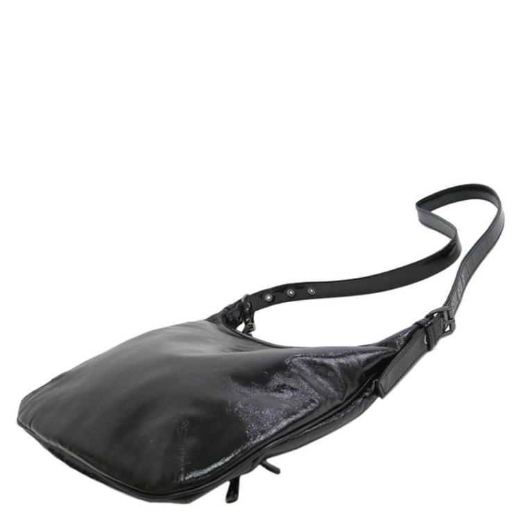 مملوكة مسبقًا Longchamp Black Patent Leather Legende Verni Crossbody Bag